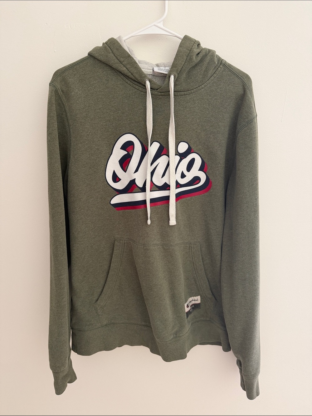 Champion Green Ohio Crewneck Hoodie with White & Red Logo